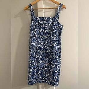 MICHAEL Michael Kors Blue and White Floral Sleeveless Square Neck Dress